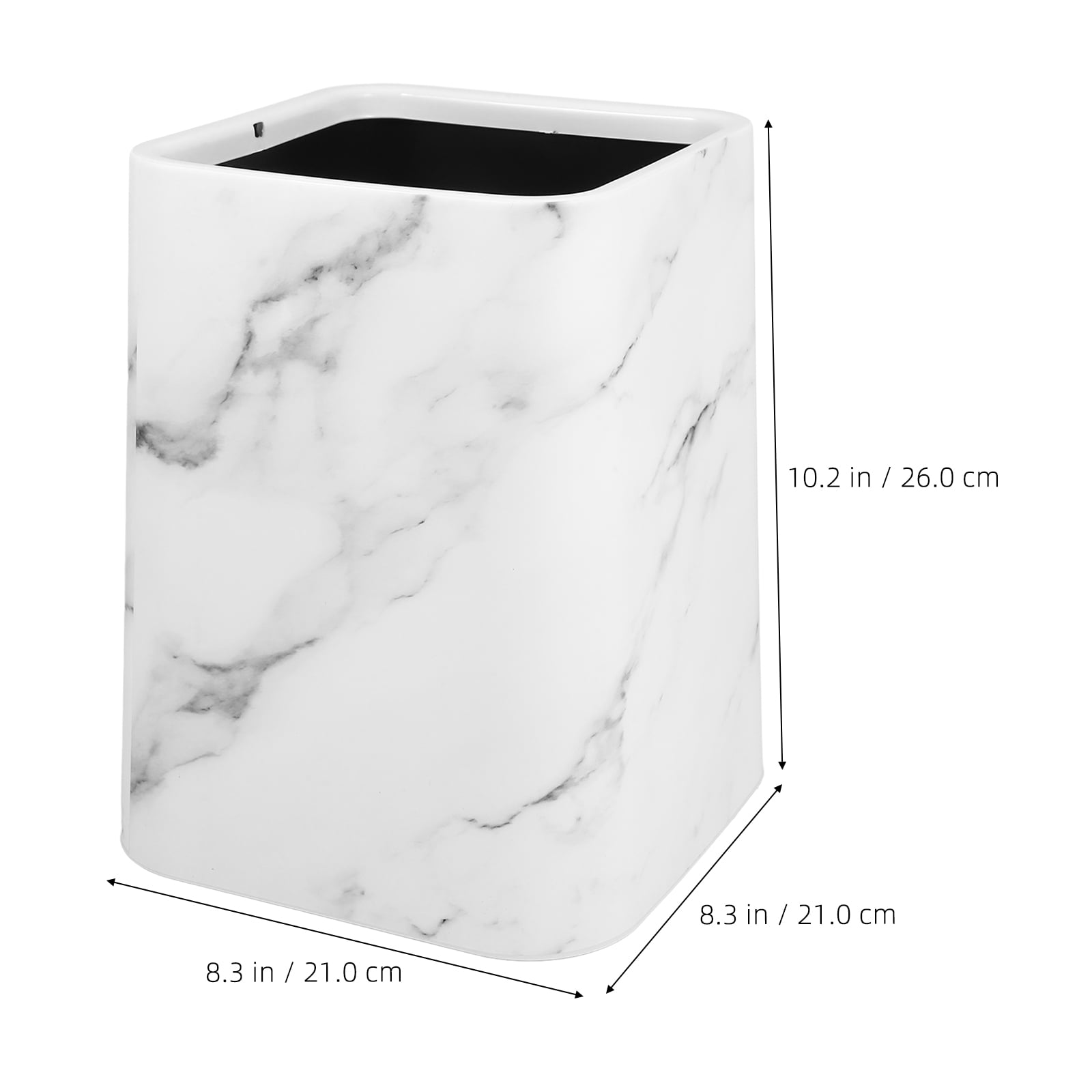 OUNONA Marble Pattern Bathroom Trash Can with Double Layer Design, Kitchen and Office Waste Bin for Home Use