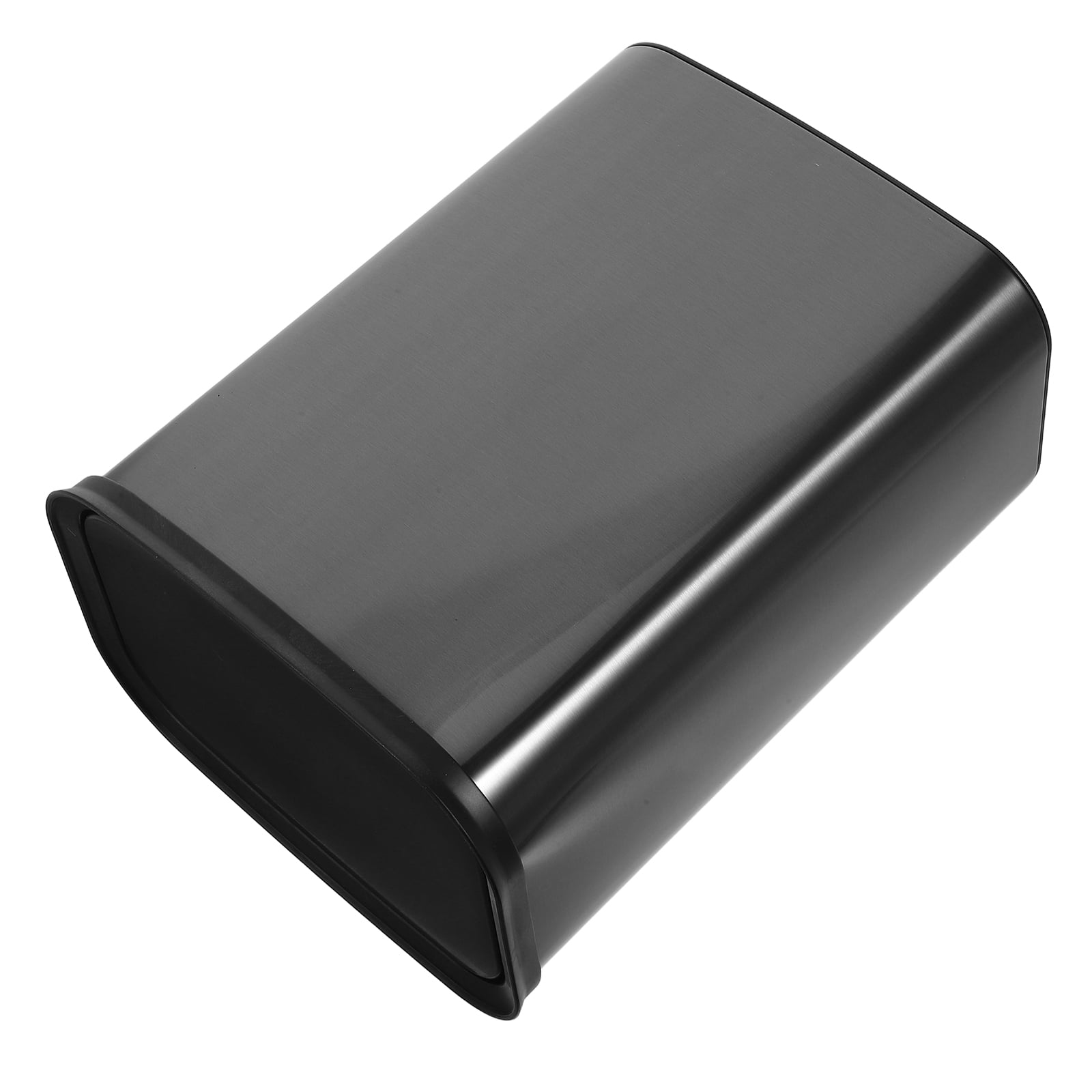 OUNONA  Bathroom Waste Baskets Stainless Steel Trash Can Office Black