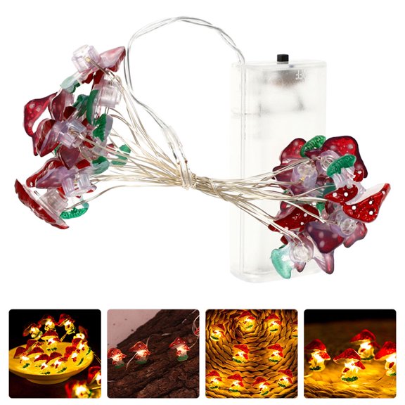 OUNONA Battery Operated Decorative Mushroom Lamp String for Wedding and Festival