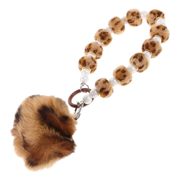 OUNONA Beaded Keychain Leopard Print Mobile Phone Key Chain 22.00X5.00X5.00CM