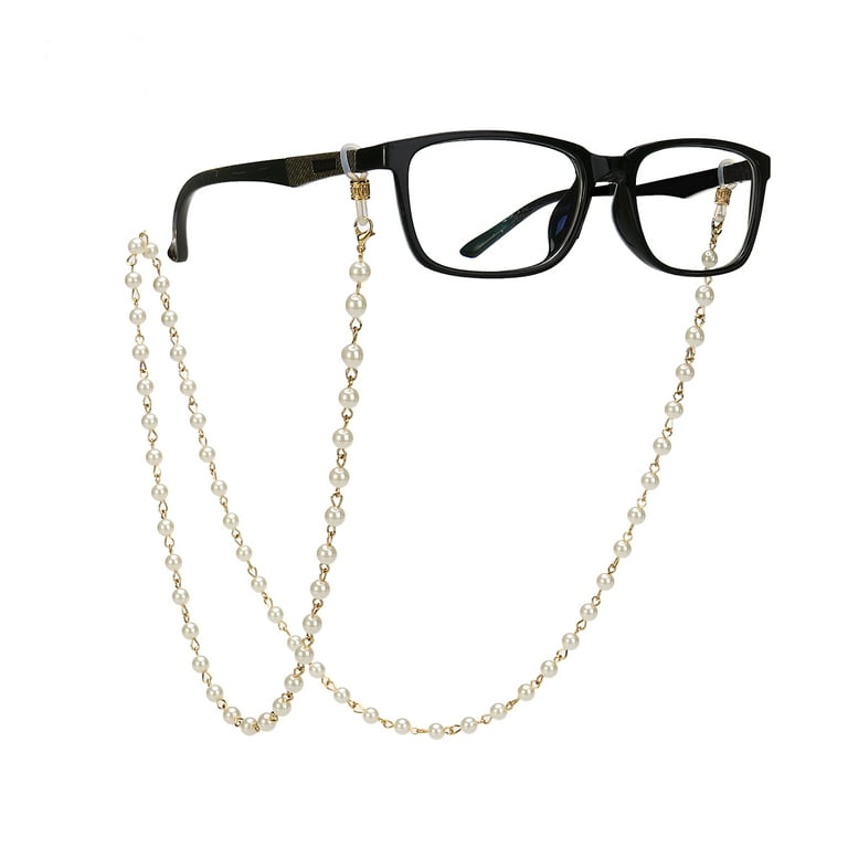 Ounona Beaded Pearl Imitation Pearls Bead Eyeglass Chain Eyeglass Lanyard Glasses Cords for Men Women, Size: One size, Black