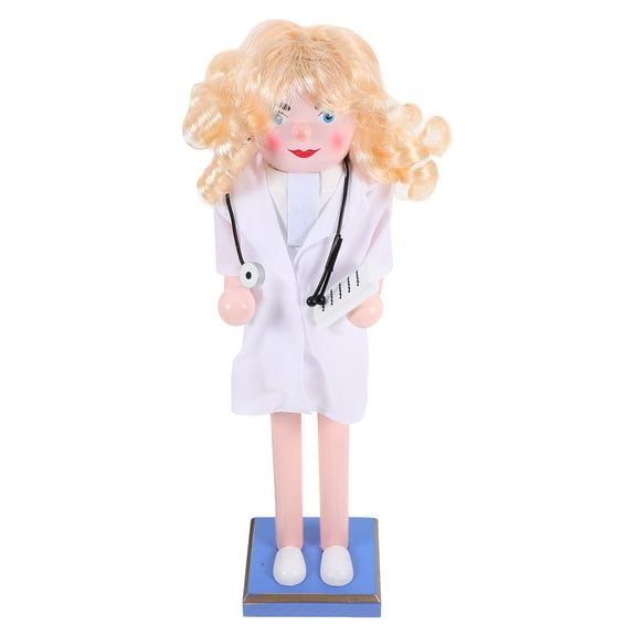OUNONA Beads Nurse Nutcracker Baby Child 38.00X9.00X8.00CM White
