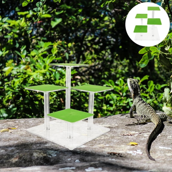 OUNONA Multi-Level Basking Platform with Climbing Ramp for Bearded Dragons and Geckos, Reptile Habitat Accessory