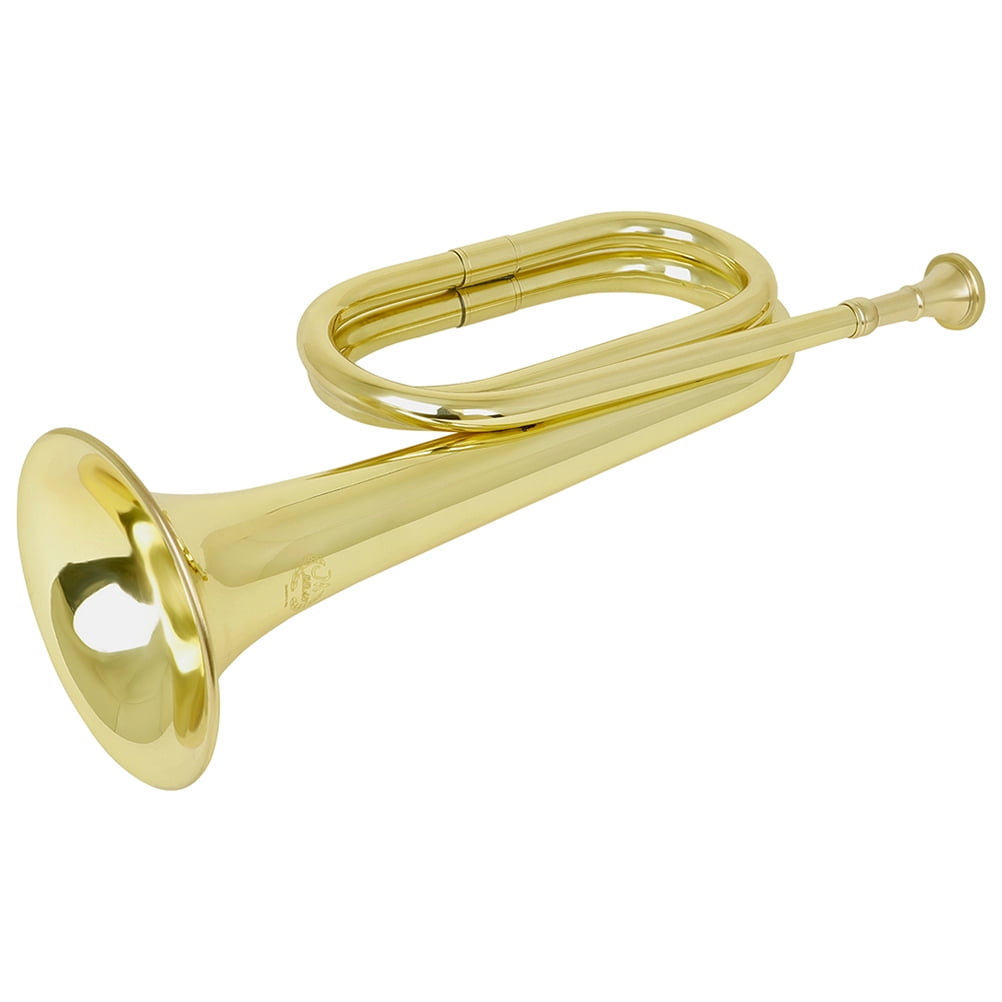 OUNONA Beginner Bugle Brass Wind Instrument with Golden Finish for Military Band, 1 Piece, Ideal for Beginners and Students