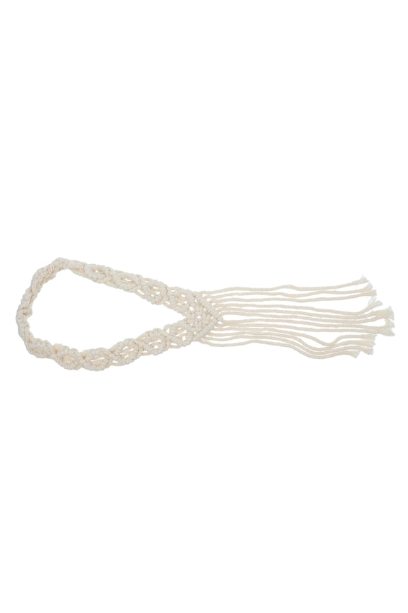 Beige Handmade Macrame Headband Natural Cotton Rope Bohemian Style Hair Decoration