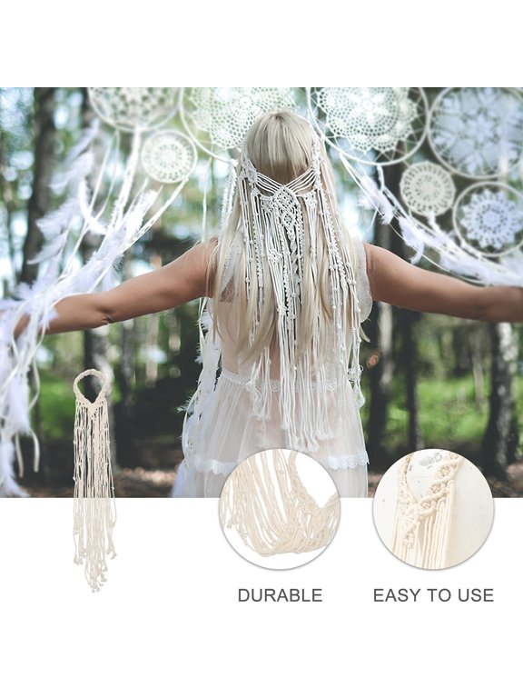 Beige Cotton Rope Bridal Headband Bohemian Wedding Accessory