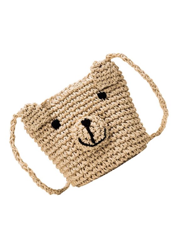 Beige Straw Woven Bag Crossbody Handbag for Storing Essentials Beach Shoulder Bag