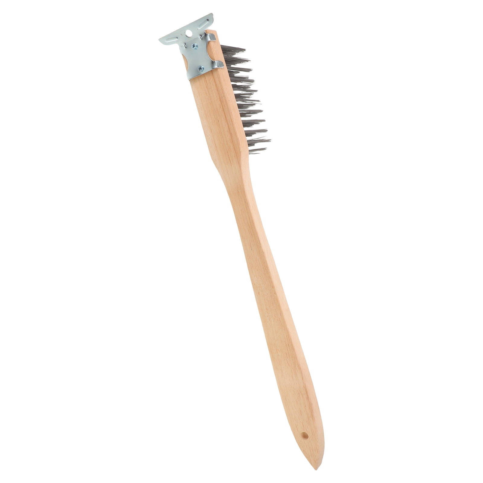 OUNONA Pizza Oven Brush with Beige Wood Handle and Copper Wire Bristles for Easy Grease Removal and Deep Cleaning