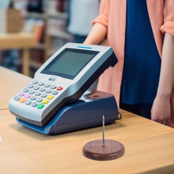 OUNONA Wooden Bill Holder for Cash and Memos, Brown Finish, 1 Pack - and Stylish Organizer