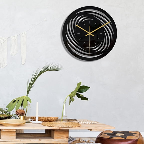 OUNONA Black Acrylic 3D Wall Clock Mute NonTicking Decorative Clock for Home Office Living Room 12 Inch