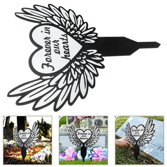 OUNONA Black Acrylic Memorial Cross Stake for Cemetery Decorlasting Use in Garden or Grave Scene