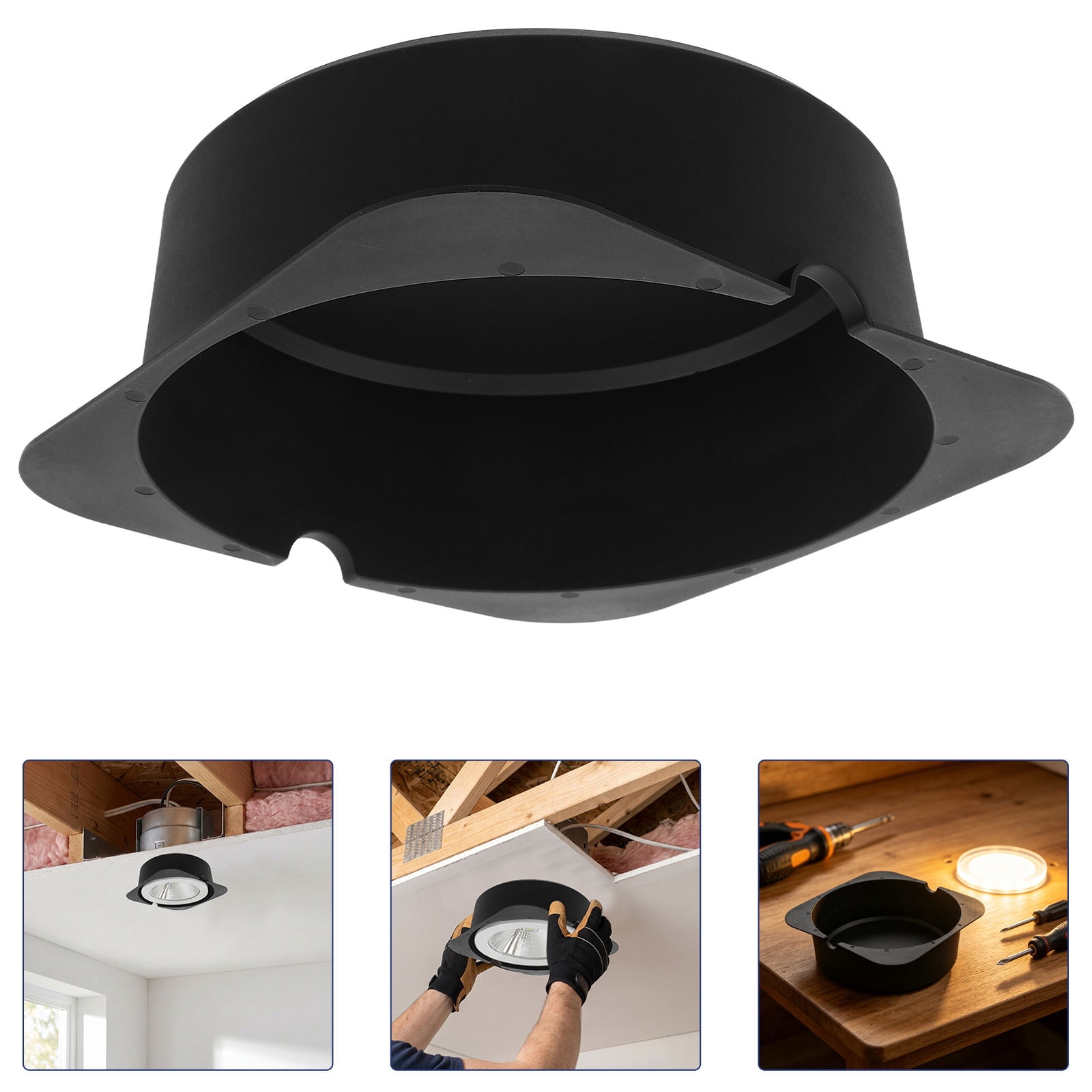 OUNONA Black Airtight Recessed Light Cover Fire Resistant Housing for ...