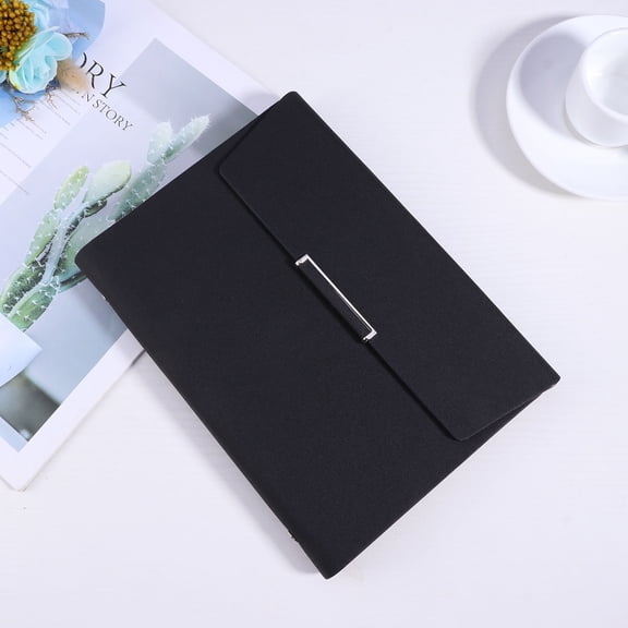 OUNONA Black Business Notebook for Office Use Premium Imitation Multifunctional Design A5 Size