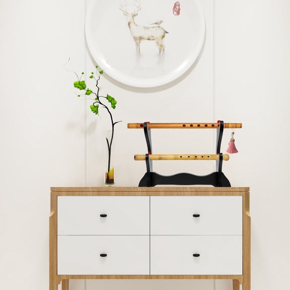 OUNONA Black Density Board Flute Stand for Storage Simple and Beautiful Perfect for Display and Storing Collections