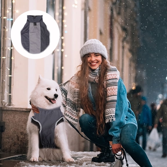 OUNONA Black Dog Winter Coat Waterproof Breathable Reflective Collar Keeps Dog Warm and Cozy