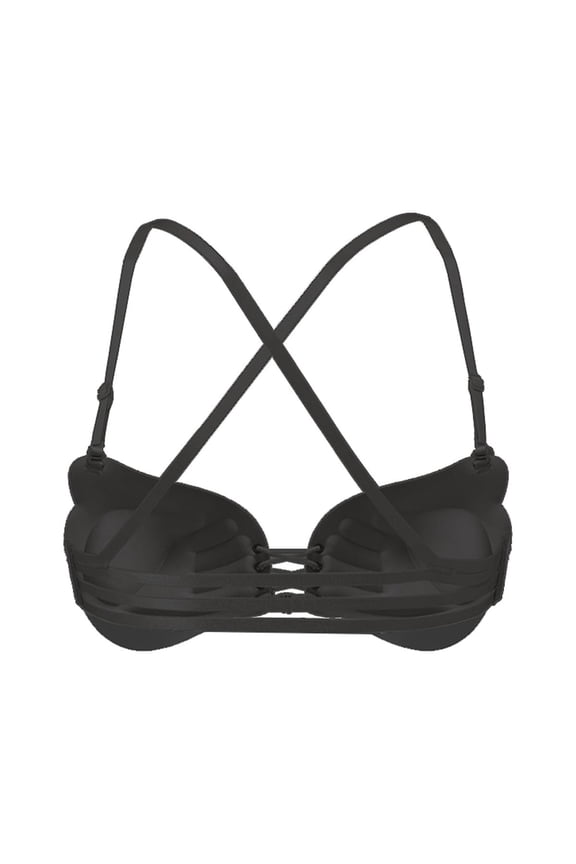 Black Drawstring Bra for Women Lingerie Adjustable Backless Push Up Nylon Comfortable Party Wear Size A Cup