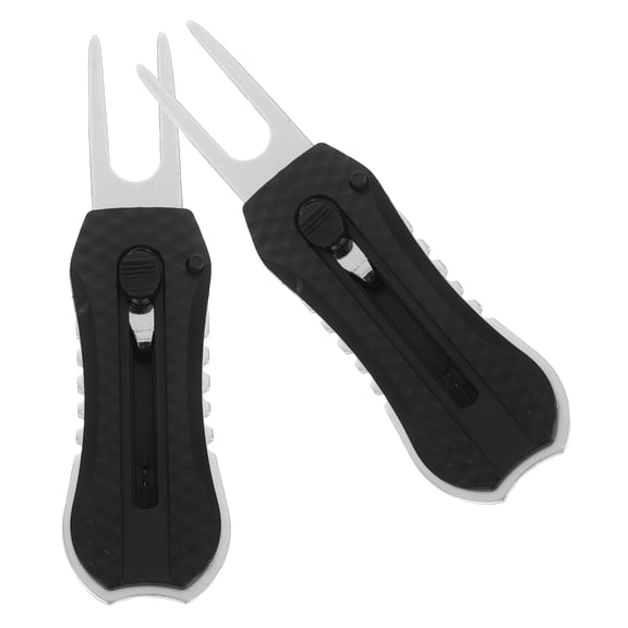 OUNONA Black Stainless Steel Golf Divot Tool with Foldable Design and Multifunctional Turf Repair