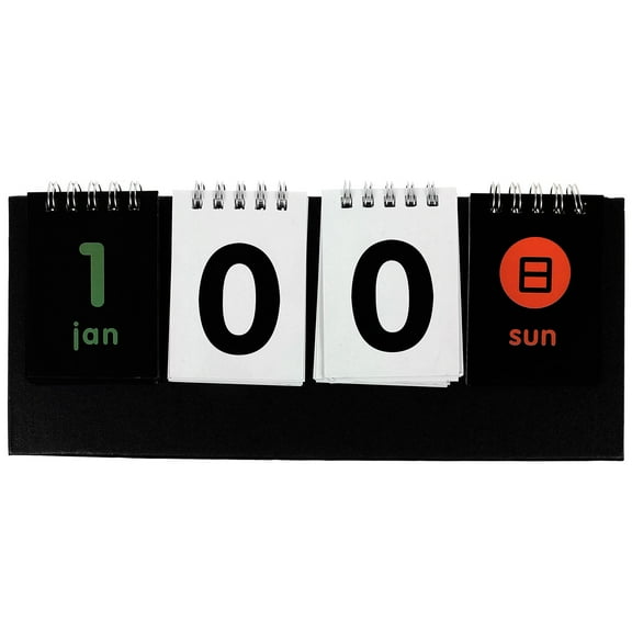 OUNONA Modern Perpetual Calendar Reusable Black for Desktop Time Counting
