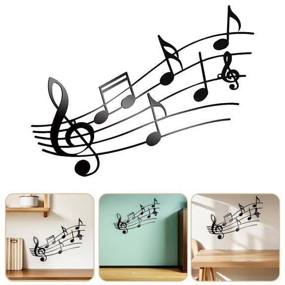 OUNONA Large Black Metal Music Note Wall Decor, Musical Theme Sign for Living Room, Office, Bedroom, and Studio