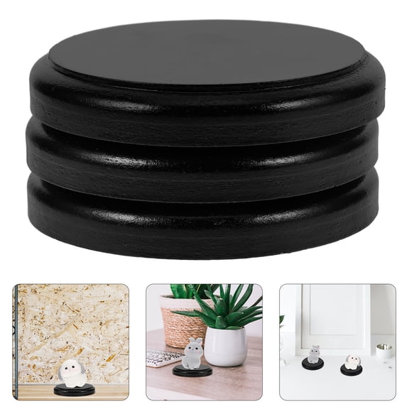 OUNONA Black Mini Doll Bases for Display and DIY Projects Synthetic Material Smooth Surface 3 Pieces