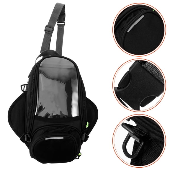 OUNONA Outdoor Motorcycle Tank Backpack Sturdy Plastic Oxford Cloth Black