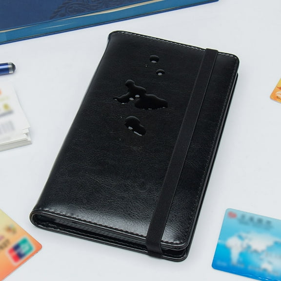 OUNONA Black PU Business Cards Holder for Holding Credit Gift Cards Modern Simple Design Large Size