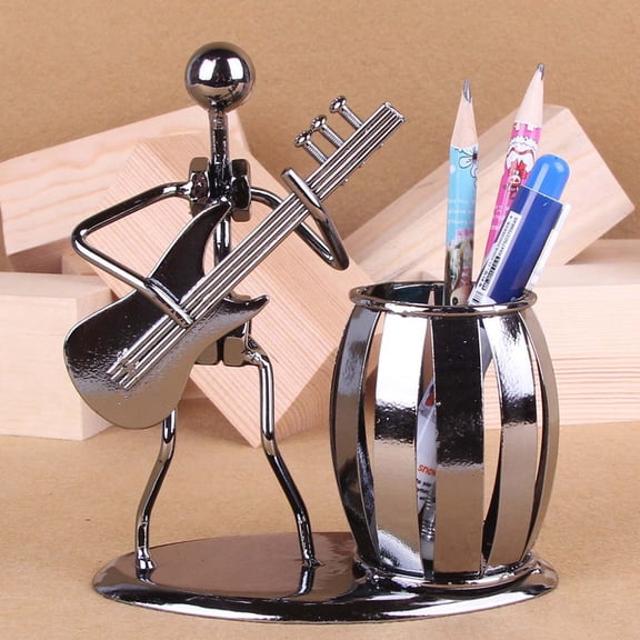 OUNONA Black Pencil Pot Unique Wrought Artistic Pen Holder for Office and Home