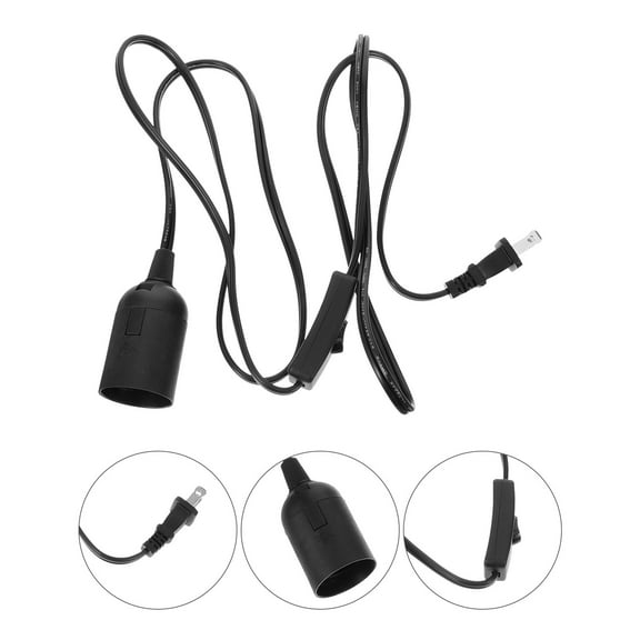 OUNONA 1Pack 70.9X1.5X1.5In Black Plastic Hanging Light Socket With Cord For Lighting Repair
