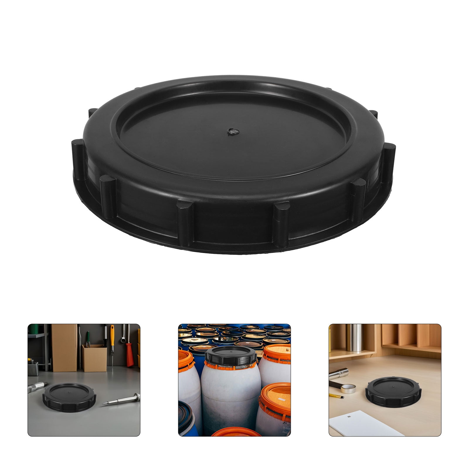 Triangular Utility Lids OUNONA Black Plastic Storage Lid for Water Drum Leakproof Screw Top ...