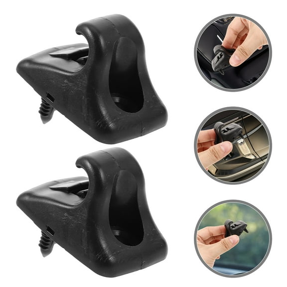 OUNONA Black Plastic Car Sun Visor Clips with Easy Installation and Adjustable Angle, 2 Pieces for Secure Hold