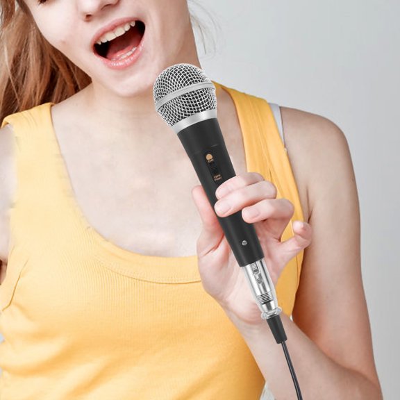 OUNONA Black Singing Microphone for Phone Karaoke and Public Speaking with Moving Coil Design
