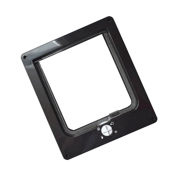 OUNONA Black Rotary Cat Door with Smooth Acrylic Surface and Quiet Brush for Safe Pet Entry Exit