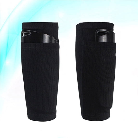 OUNONA Black Soccer Shin Guard Socks with Breathable Mesh for Outdoor Sports, Athletic Shin Pads