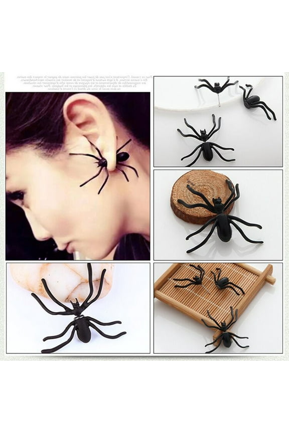 Black Spider Earrings for Women Stylish Alloy Halloween Jewelry Perfect for Parties and Special Occasions Size 12pcs