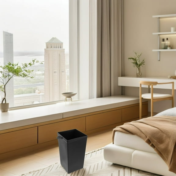 OUNONA Black Square Utility Bucket Compost Bin Inner Liner Bucket for Indoor and Outdoor Use Heavy Duty Plastic Trash Can for Kitchen, Bathroom