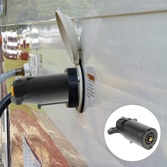 OUNONA Black Trailer Wire Connector 7 Pin Plug for Rv Car Trailer Brake Signal Lighting