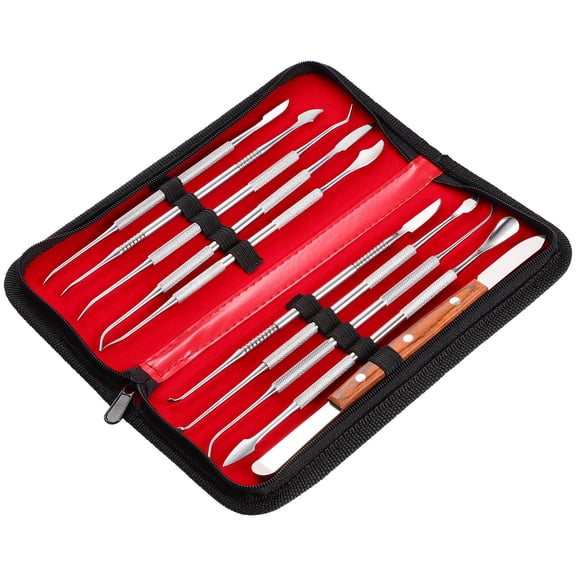 OUNONA Stainless Steel Wax Tool Kit with Storage Bag Black for Craft Sculpting Carving and Shaping