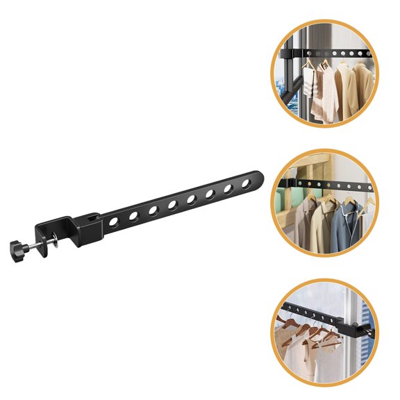 OUNONA Clip on Balcony Drying Rack Black Window Mounted Clothes Holder