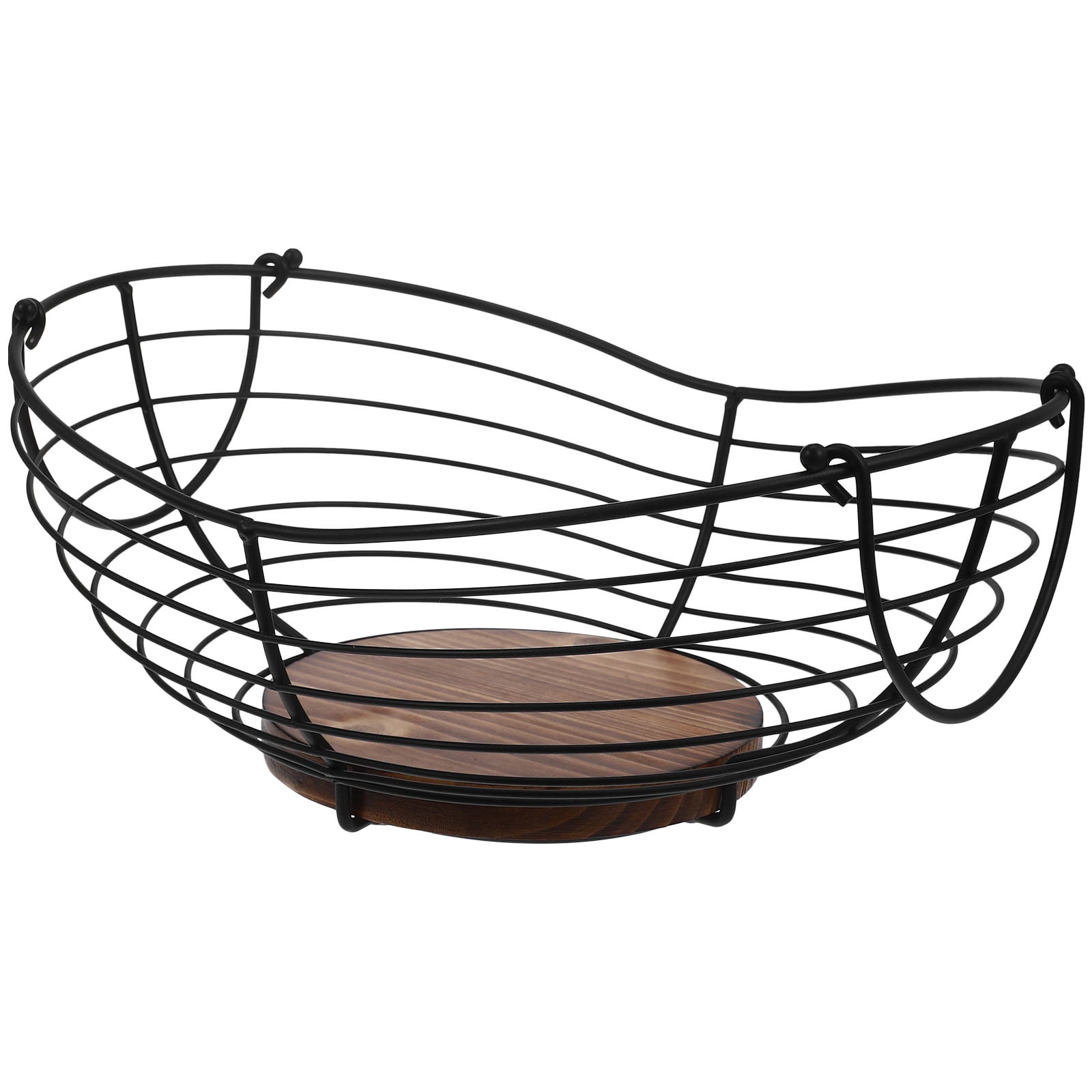 OUNONA Large Black Wire Fruit Basket with Iron Wire Design, Spacious Kitchen and Home Storage Organizer