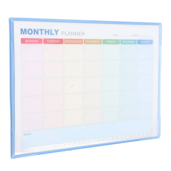 OUNONA Blank A4 Calendar Sheets for Desk Organizing Undated Monthly Planner for Home Office Task Scheduling Productivity Tools Blue