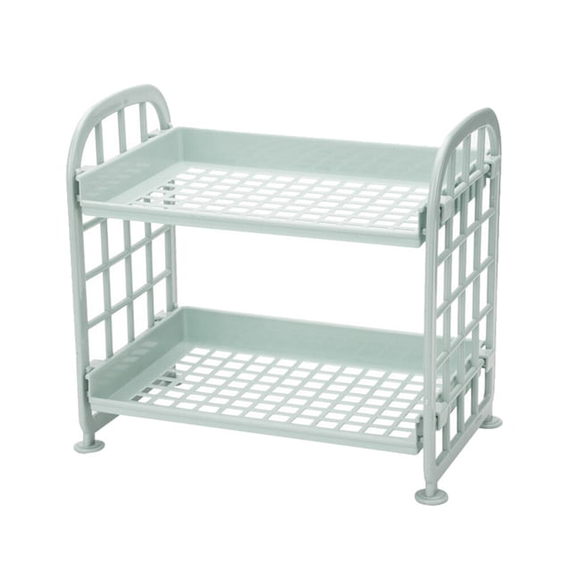 OUNONA Blue 2 Layers Kitchen Storage Rack for Bathroom Made of PP ...