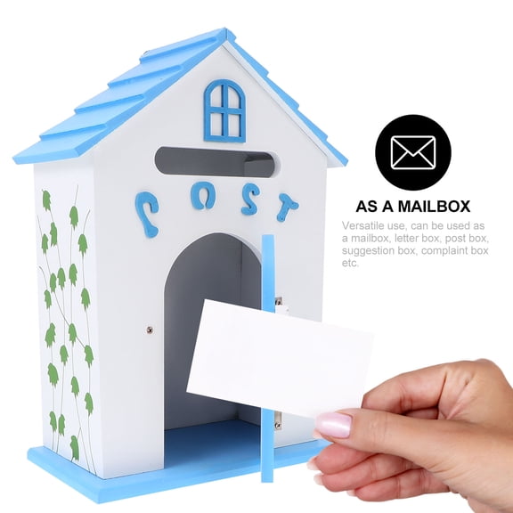 NUOLUX 1Pcs Wood Donation Box for Event Photography Blue 12.6X9.3X4.7in