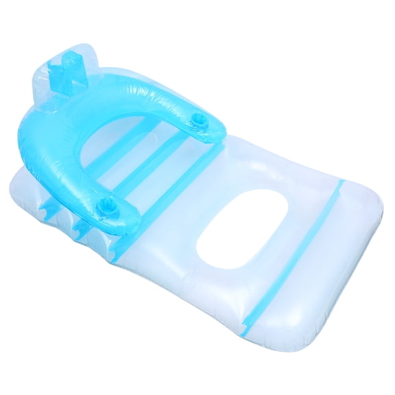 OUNONA Blue Inflatable Floating Bed for Swimming Pool PVC Lightweight Swimming Mat 1pc
