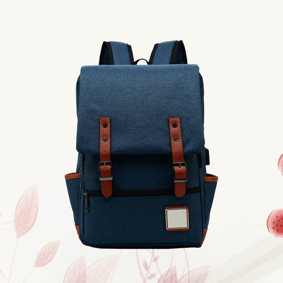 OUNONA Blue Outdoor Backpack with Heavy Duty Shoulder Straps for Hiking Camping and Travel Use