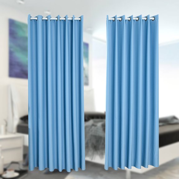 OUNONA Blue Polyester Window Curtain for Home with Blackout Feature and Decorative Style 213x132cm
