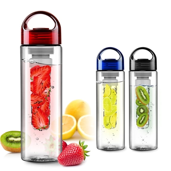 OUNONA Fruit Infuser Water Bottle, Leakproof AS Material Lid, Reusable Sports Water Bottle for Outdoor Travel and Gym