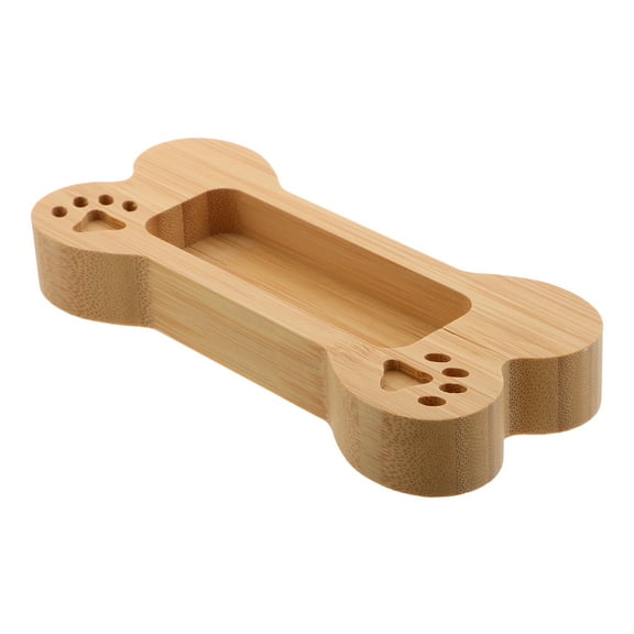 OUNONA Bone Shaped Wood Card Holder Cute Desk Ornament Office Tabletop Decoration Business Card Organizer Small Wooden Desk Organizer