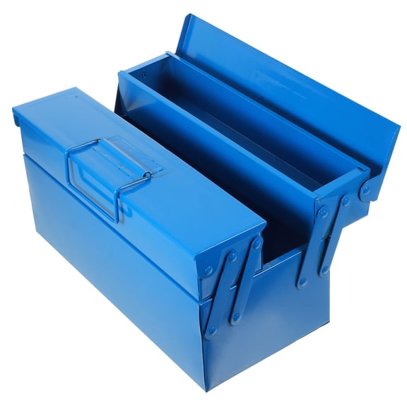OUNONA Bookcase Tin Dump Box Multi-layer Tool Box Handy Tool Box Travel 33x17cm Blue