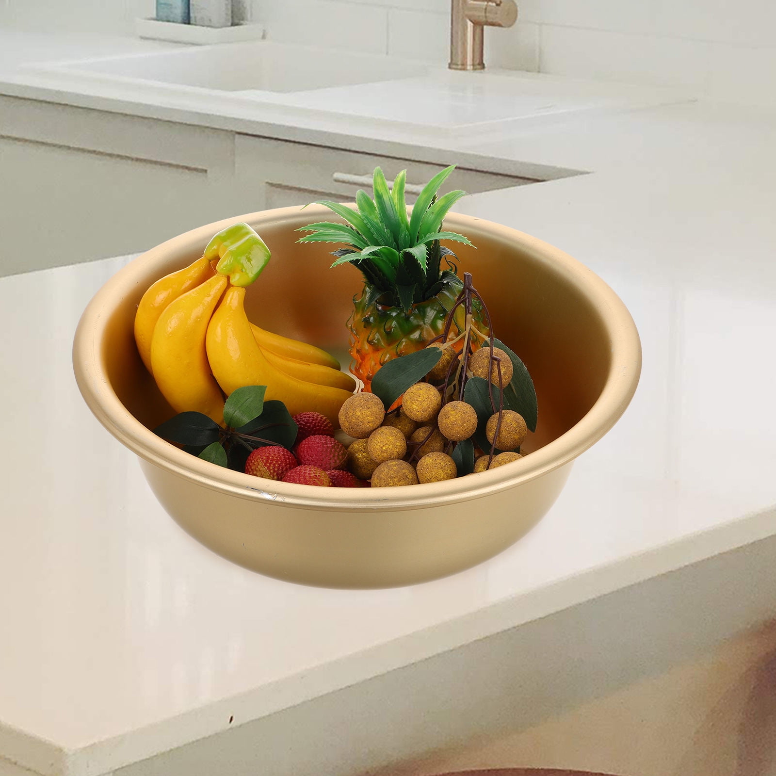 OUNONA Bowl Yellow Aluminum Soup Basin Baby 36.50X36.50X13.00CM Golden