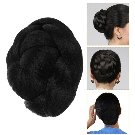 OUNONA Braid Artificial Hair Chignon Bun Claw In Hairpiece Extension for Women Short Hair(1B#)